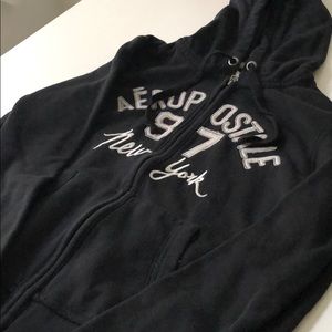 AEROPOSTALE BLACK ZIP UP SWEATER HOODIE